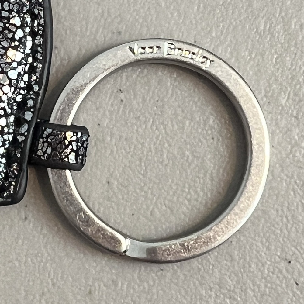 Vera Bradley Black Glitter Heart Keychain 2" with Snap - Picture 4 of 10